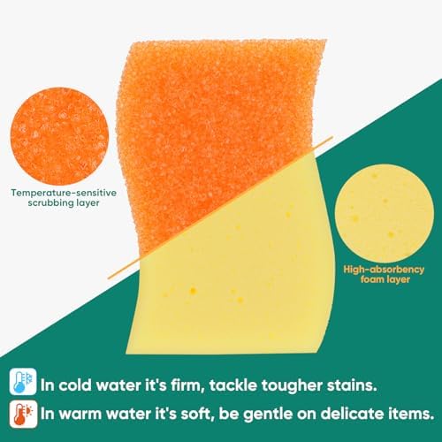 LAUNDRYLUX Scrub Sponge, 4 Pack Dual-Sided Temperature-Responsive Scrubber - Image 3