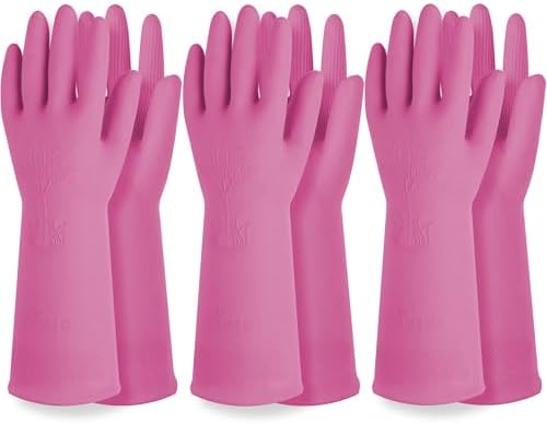 DABOGOSA Rubber Dishwashing Gloves, Non-Slip Kitchen, 3 Pairs by QualityKitchenandHome