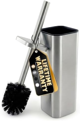 Stainless Steel Toilet Brush and Holder Set, Rounded Square by Novsix