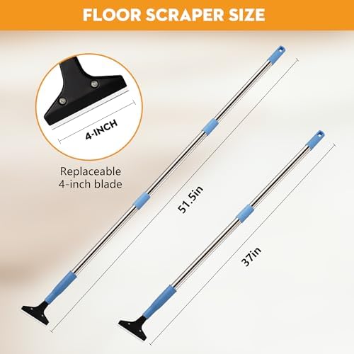 4-Inch Razor Blade Floor Scraper, Long Handle Heavy Duty 37-51.5 Inch - Image 5