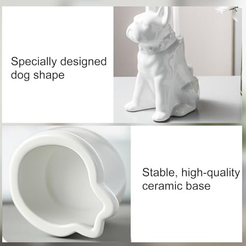Comeon Ceramic Dog White Toilet Brush and Holder Set, Plastic Handle - Image 4