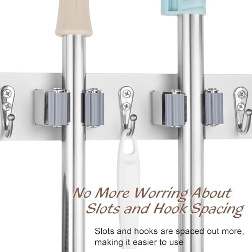 OUTNILI 2 Pack White Mop Broom Holder Wall Mount - Image 6