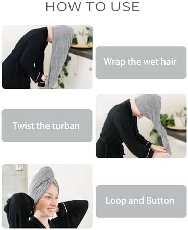 ROLSHOL 4 Pack Extra Large Microfiber Hair Towel Wraps - Image 6