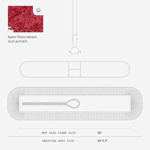 36 Inch Red Commercial Dust Mop & Floor Sweeper - Image 3