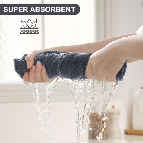 Homaxy Dual Design Cotton Kitchen Towels, Dark Grey - Image 4