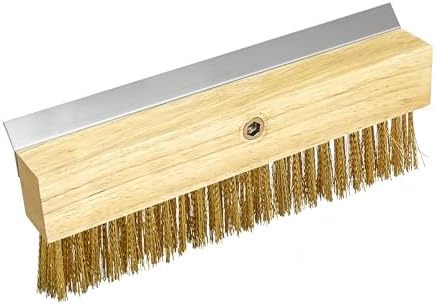 Wood Brush Head with Steel Scraper 9.6 Inch Pizza Oven Brush Brass Bristles by SHANGPEIXUAN