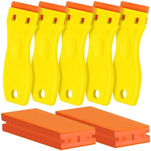 Upgrade 5 Pack Plastic Razor Blade Scraper and 200 Pcs Blades, Remove Label by Unknown
