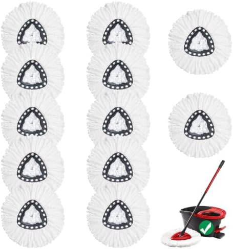 12Pack Spin Mop Replacement Heads, 100% Microfiber, Household Floor Cleaning by YEAZHEN