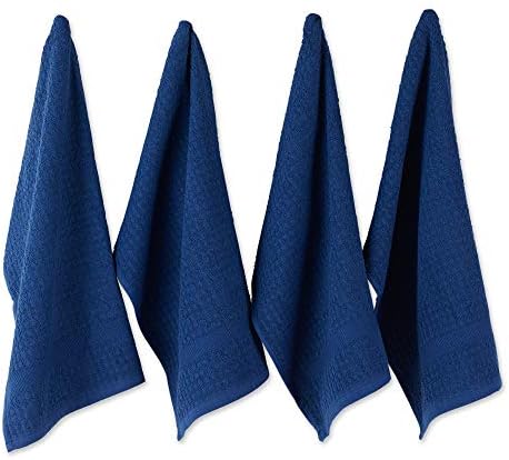 DII Basic Terry Collection Waffle Dishtowel Set, Solid Nautical Blue, 4 Piece by DII