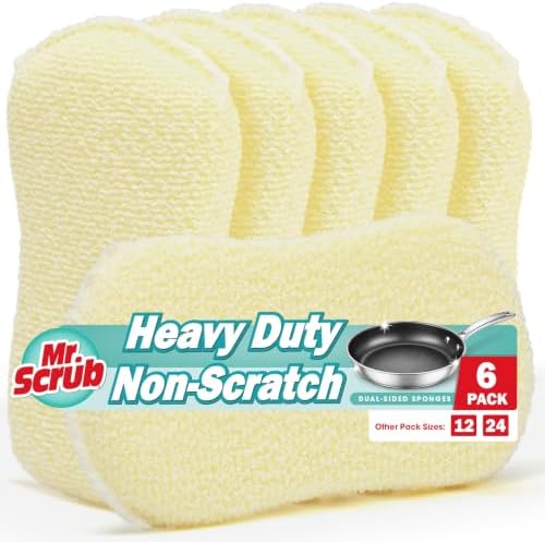 Mr. Scrub Sponges Kitchen Scrub Dish Sponge Scouring Pad, 6 Pack Cleaning Brush by MrScrubCleaninghelpers