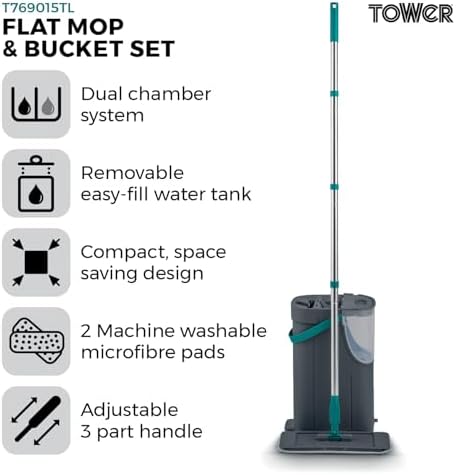 Tower Flat Mop and Bucket Set - Image 2