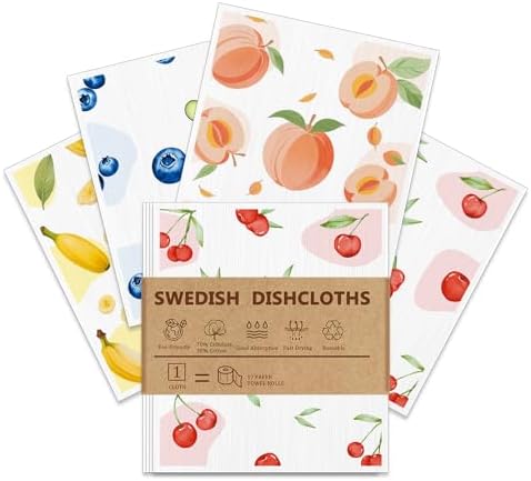 Swedish Dishcloths for Kitchen, Reusable Paper Towels, 4 Pack by Unknown