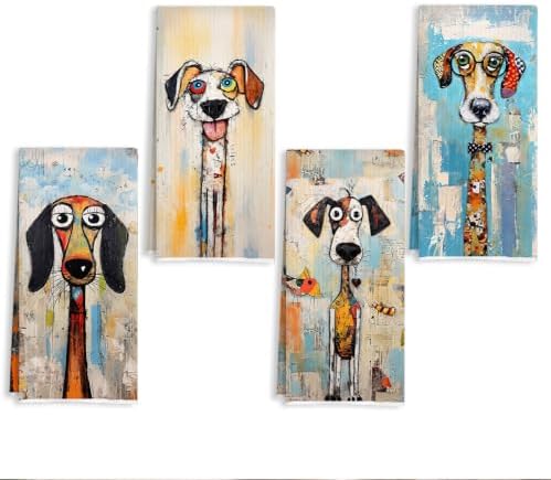 Whimsical Dog Kitchen Towels Set by Unknown