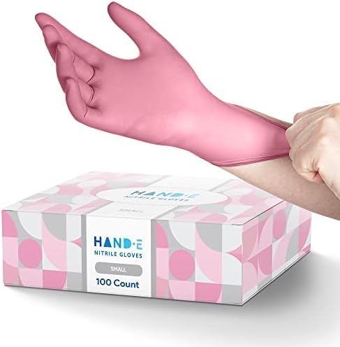 Hand-E Touch Pink Nitrile Disposable Gloves by Hand-E
