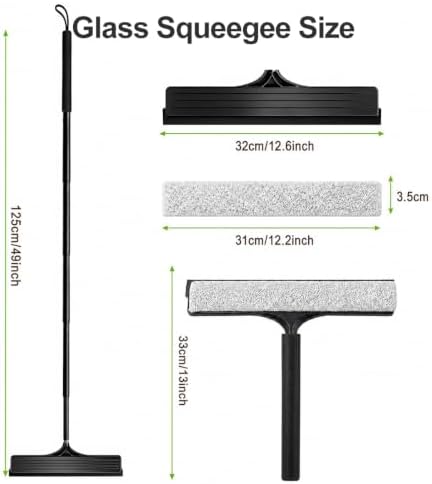 2 in 1 Window Squeegee with Adjustable Telescopic Pole, Shower Glass Squeegee - Image 2