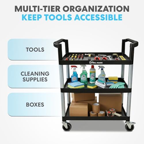 Simpli-Magic Rolling Utility Cart on Wheels, Heavy Duty Multi-Purpose Service - Image 4