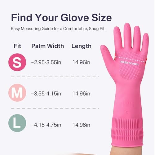Rubber Dishwashing Gloves, 3 Pairs, Long Cuff Cleaning Gloves - Image 6