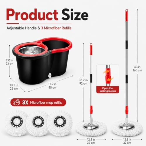 Spin Mop and Bucket Set with 3 Microfiber Refills - Image 2