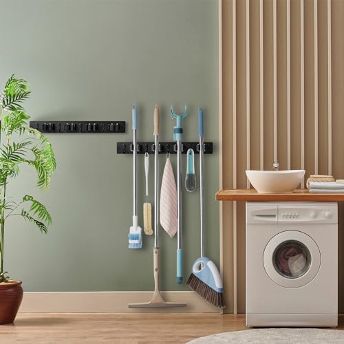OUTNILI 2 Pack Black Mop Broom Holder Wall Mount - Image 3