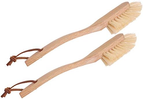 Redecker Dish Brush Set, Tampico Fiber, Curved Handle, 2 Pack – Wrap-Around by Redecker