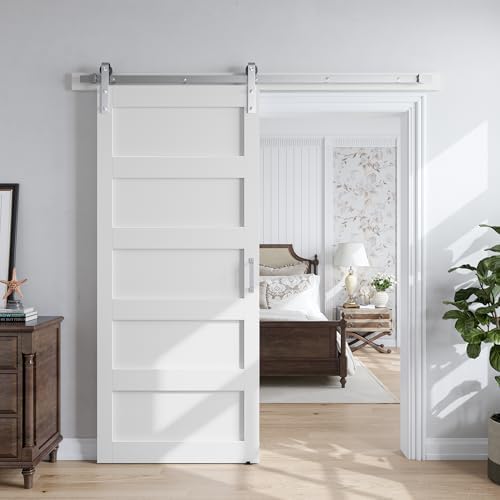 SMARTSTANDARD 36x84 inch White Barn Door by SMARTSTANDARD