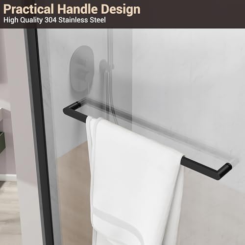 36" W x 76" H Frameless Fixed Glass Shower Door, Matt Black - Image 4