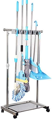 movable mop broom holder put wet mops floor standing cleaning tool rack by QTJH