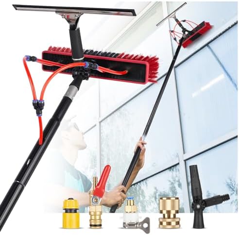 40ft Water Fed Pole Kit, Rotatable Solar Panel Cleaning Brush & Squeegee by ZKUAOGDI