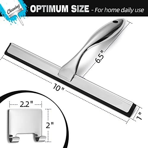 NETANY Shower Squeegee, 10-Inch Silver Squeegee, All-Purpose Stainless Steel - Image 2