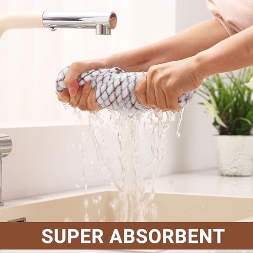 Homaxy Cotton Terry Kitchen Towels and Dishcloths Set of 8 - Image 5