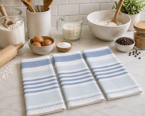 Serafina Home Blue White Kitchen Hand Dish Towels: Oversized 28" x 16" - Image 4