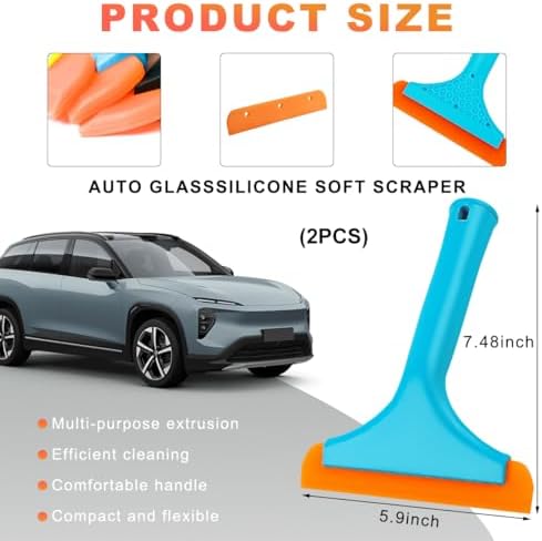 KVAEY 2 PCS Small Silicone Window Squeegee, 5.9 Inch Car Windshield Water Blade - Image 2