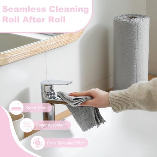 Jessy Home 2 Roll Reusable Paper Towels, 100 Sheets Tear Away Microfiber - Image 6