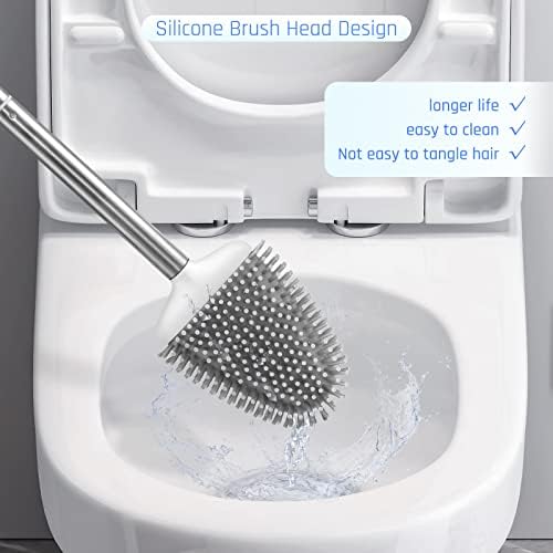 Sellemer Silicone Toilet Brush, Ventilation Slots Base Holder 1 Pack - Image 3