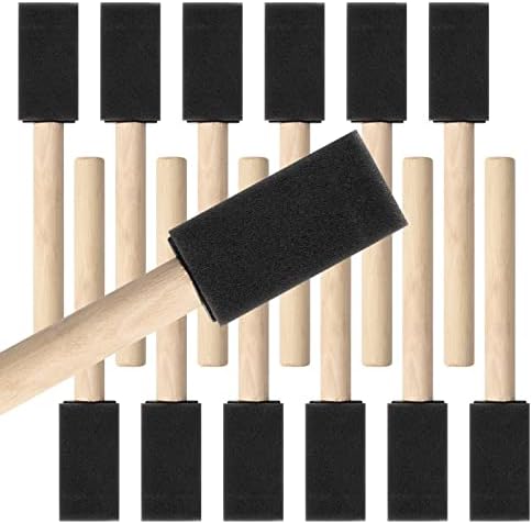 Mister Rui 1 Inch Foam Paint Brushes, 12 Pack – High Density Poly Sponge Brushes by MisterRui