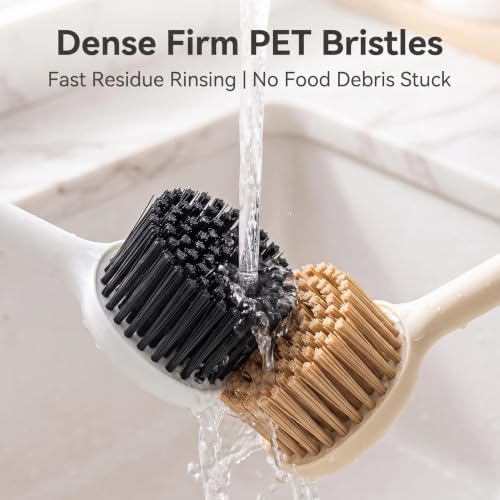 Dish Scrub Brush 2-Pack, Long Handle Pot Pan Scrubber, Angled Head - Image 3