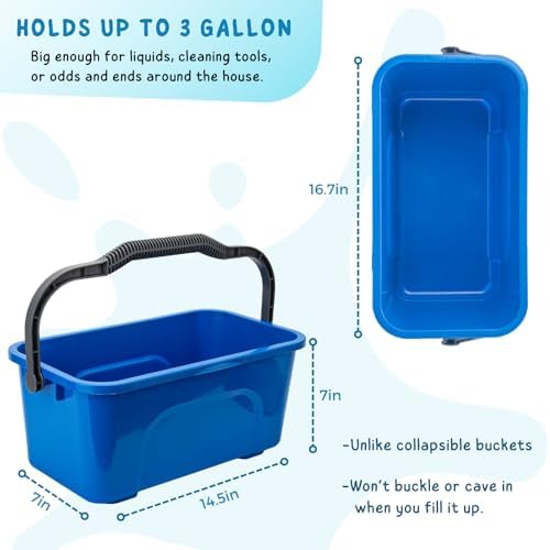 Bucket for Household Cleaning, 3 Gallon Plastic Rectangle Water Bucket - Image 2