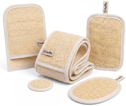 Loofah Sponge for Body Scrub, Exfoliating Body Scrubber Body Care Set by feffo