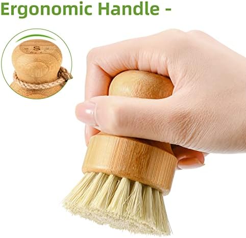 SUBEKYU Bamboo Dish Scrub Brush, Produce Brush, 2 Pack - Image 5