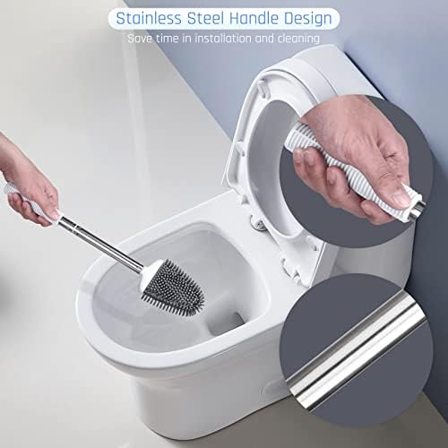 Sellemer Silicone Toilet Brush, Ventilation Slots Base Holder 1 Pack - Image 4