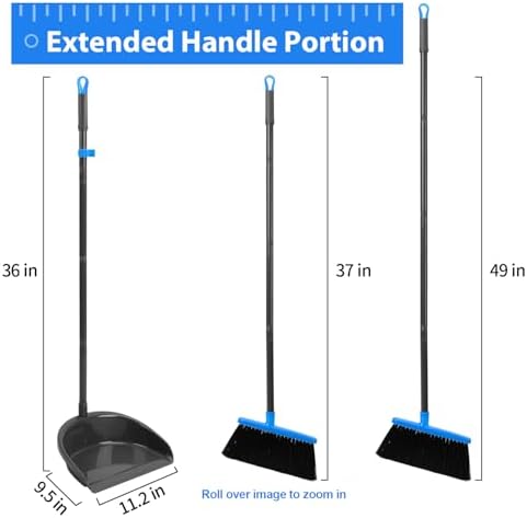 REEWII Broom and Dustpan Set ，Long Handle Broom - Image 3
