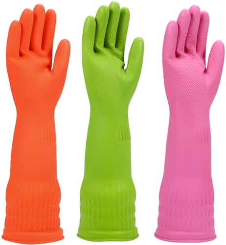 Rubber dishwashing gloves 3 or 6 Pairs by IUCGE
