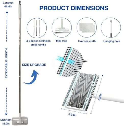 Hands Free Multi Purpose Flat Mop One Click Shark Tooth Grip - Image 2