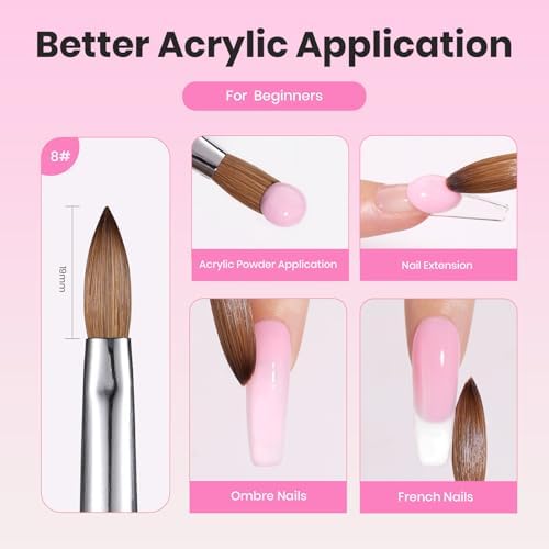 Beetles Acrylic Nail Brush Kolinsky Hair Bristles Round Shaped Metal - Image 6