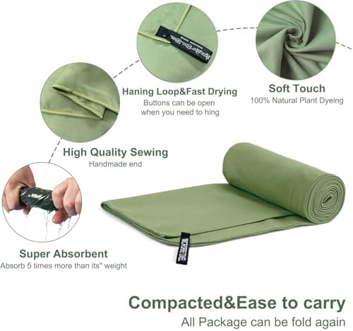 3 Sizes Pack Microfiber Quick Dry Towel, Super Absorbent Light Compact Travel - Image 5