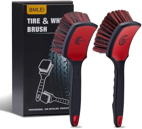 BMLEI Wheel & Tire Brush Set, 2 Pack Car Wheel Brush & Tire Cleaner Brushes by BMLEI