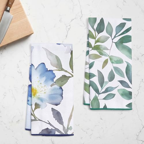 Ritz Waffle Microfiber Kitchen Towel 2pc Set – Flower Trio and Leaf – - Image 3