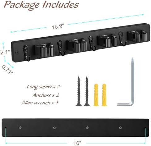 OUTNILI 2 Pack Black Mop Broom Holder Wall Mount - Image 6
