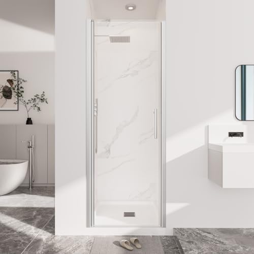 Frameless Pivot Shower Door, Brushed Nickel by NGTEENShowerDoor