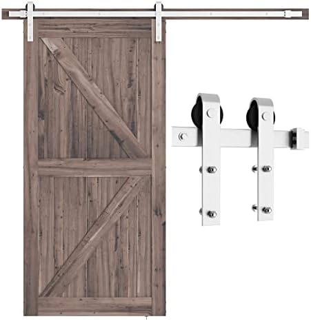 SMARTSTANDARD 7 Feet Brushed Nickel Barn Hardware Kit, Fit 42" W Door by SMARTSTANDARD